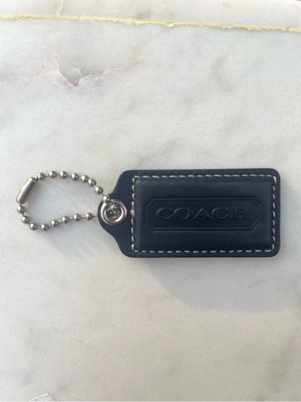 COACH Vintage Leather Hang Tag, Black with Contrast Stitching